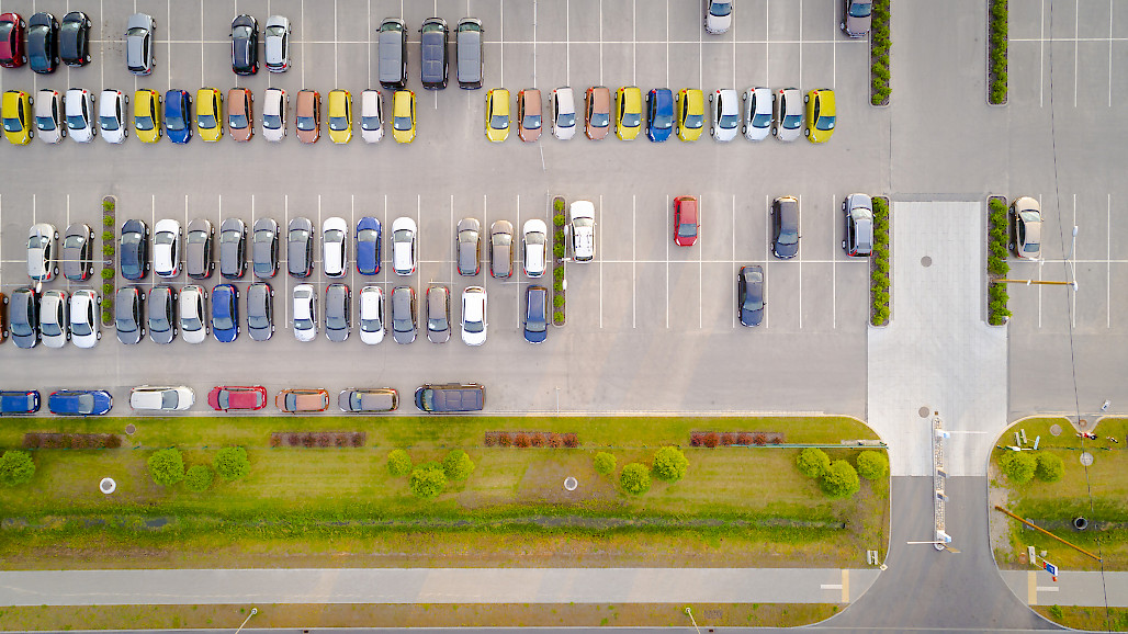 aerial view of parking lot