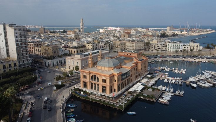 aerial view of Bari city and port