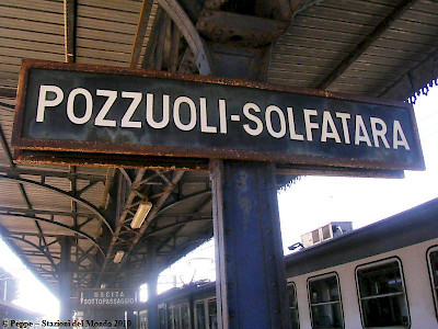 historical Pozzuoli solfatara station sign